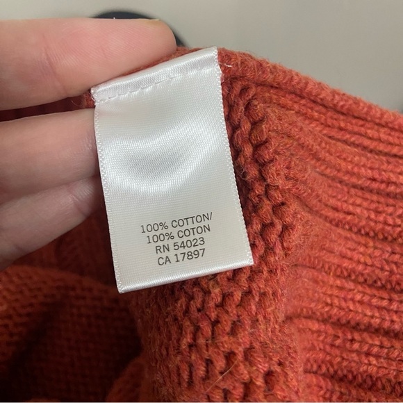Banana Republic Orange Cable Knit High Neck Button Collar Sweater Size Large - Picture 9 of 11